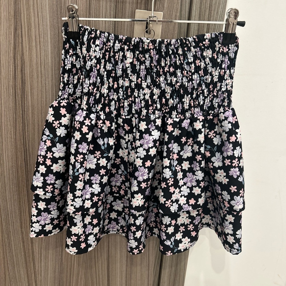 Black and purple floral mini skirt size small